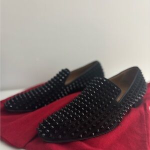 USED Christian Louboutin Black Spiked Loafers